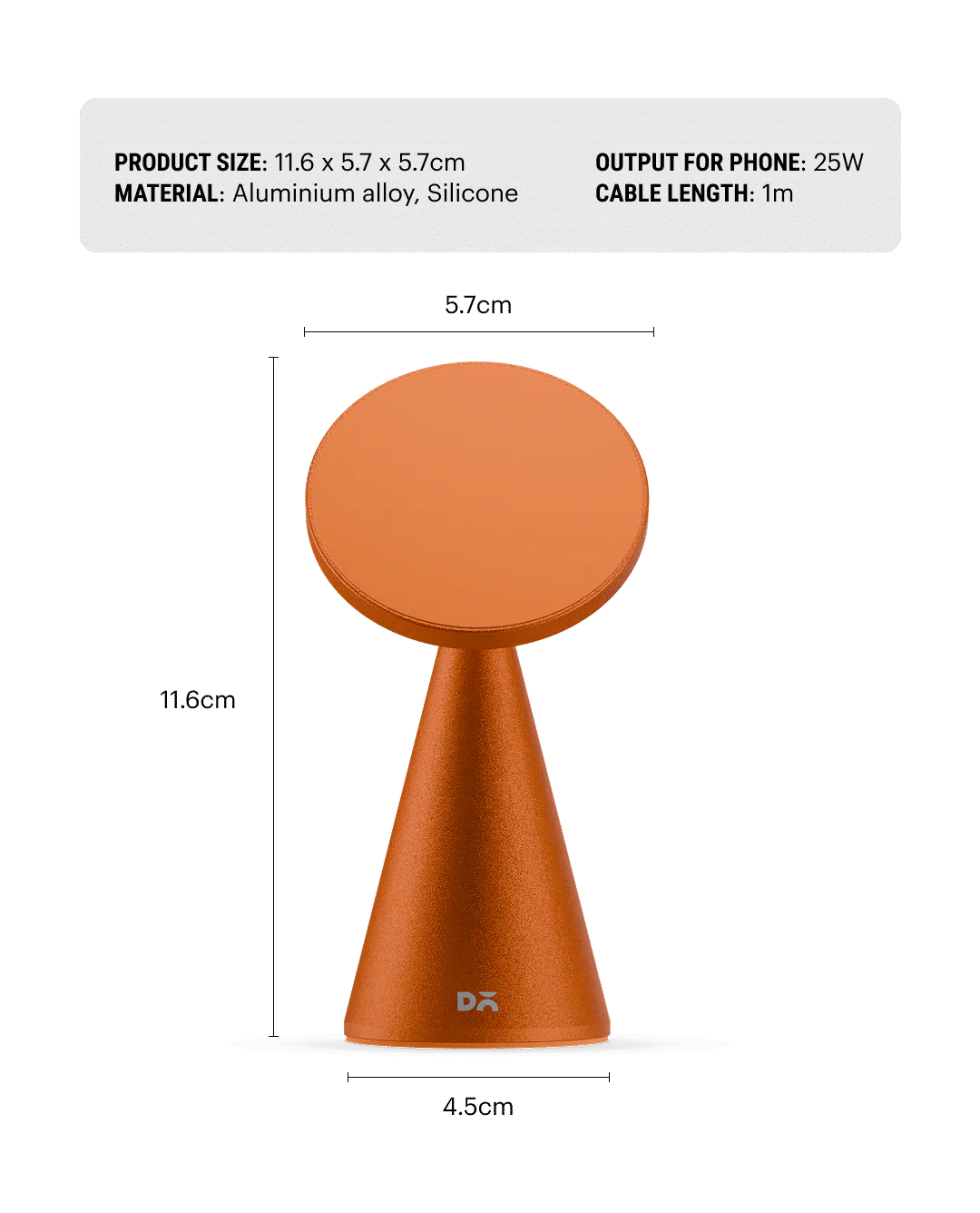 SURGE Conoid Qi2.2-Certified Magsafe-Compatible Wireless Charger - Cosmic Orange - Image 10